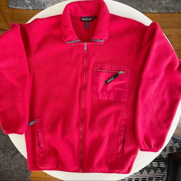Patagonia Vintage 90s Full Zip Fleece Jacket Red Men’s Medium USA - Picture 2 of 11